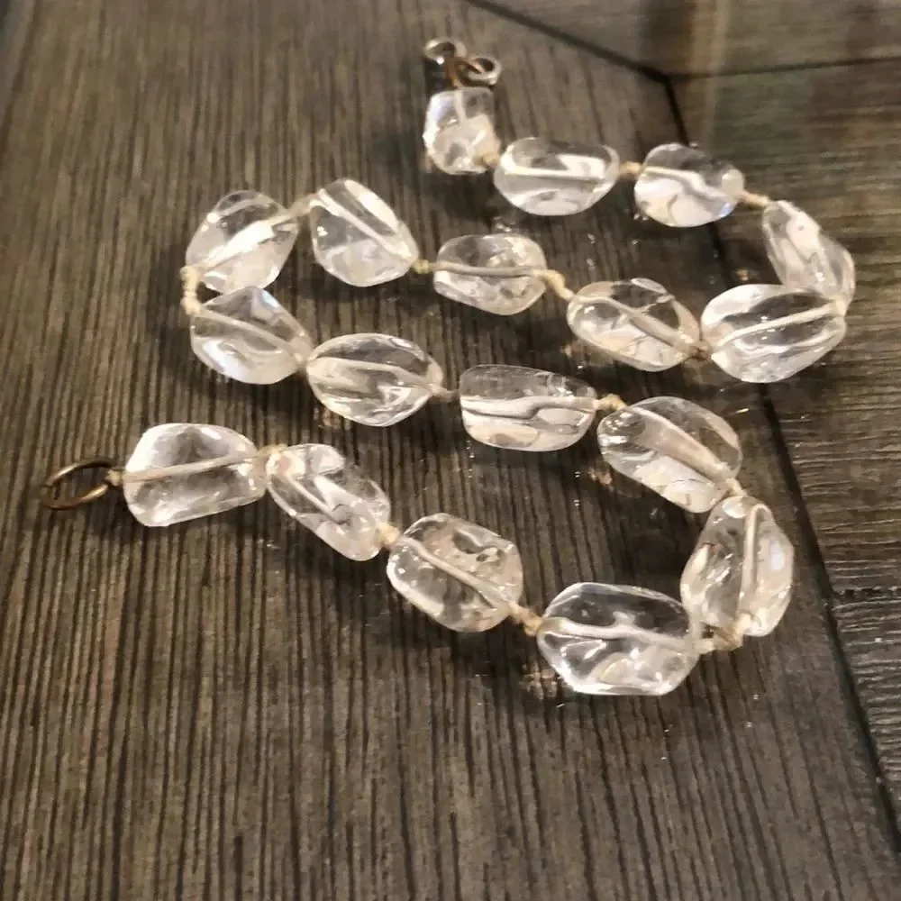 Polished Clear Quartz Gem Rock Necklace 17.75”